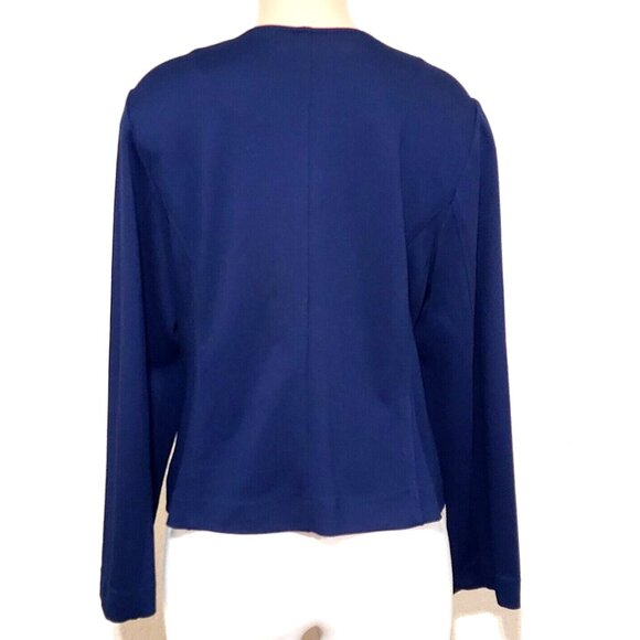 Chico's Navy Blue Blazer Jacket Gold Buttons Stitching Hook Front - Picture 3 of 6